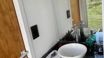 Shower, bidet, towels, toilet paper