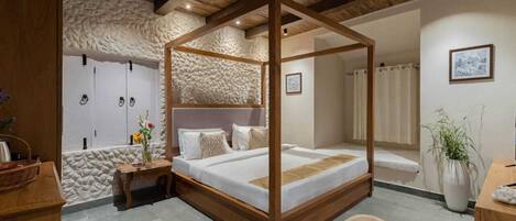 Deluxe bungalow, uitzicht op meer | Woonruimte