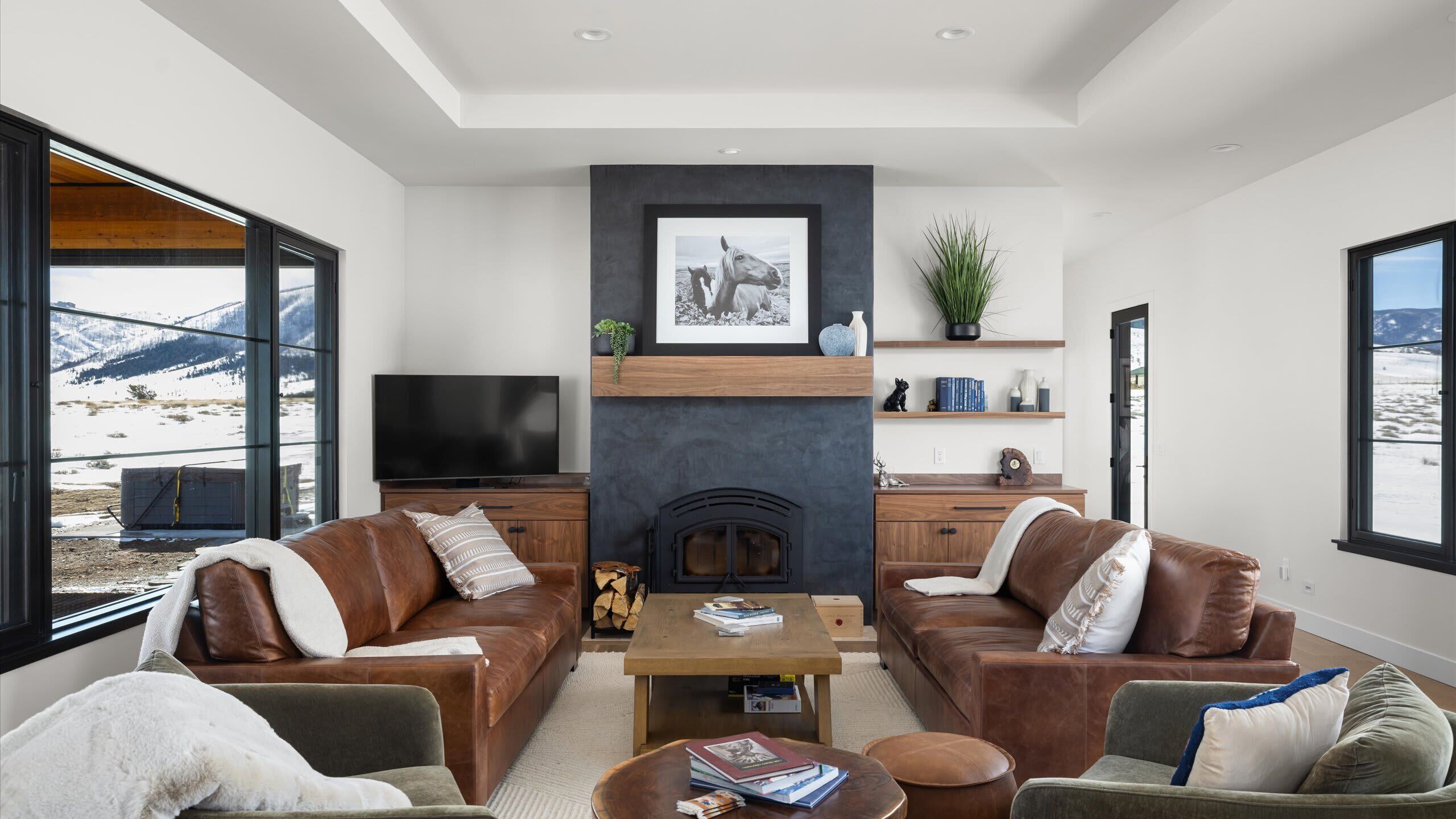 Smart TV, fireplace, DVD player, offices