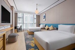 Down comforters, free minibar items, in-room safe, desk