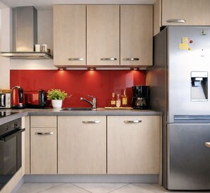 Fridge, microwave, oven, dishwasher