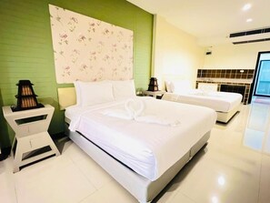 ห้องแฟมิลี่ | เตียงเสริม/เปล, Wi-Fi ฟรี, ผ้าปูที่นอน