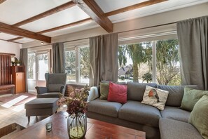 TV, fireplace, stereo - Holiday Home 'Rotkäppchen' with Private Terrace, Wi-Fi and Air Conditioning (Frankenau)