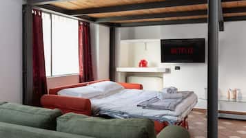 1 habitación, tabla de planchar con plancha, wifi y ropa de cama