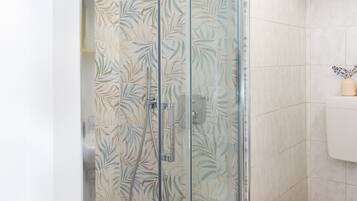 Regadera, secadora de cabello, bidet, toallas