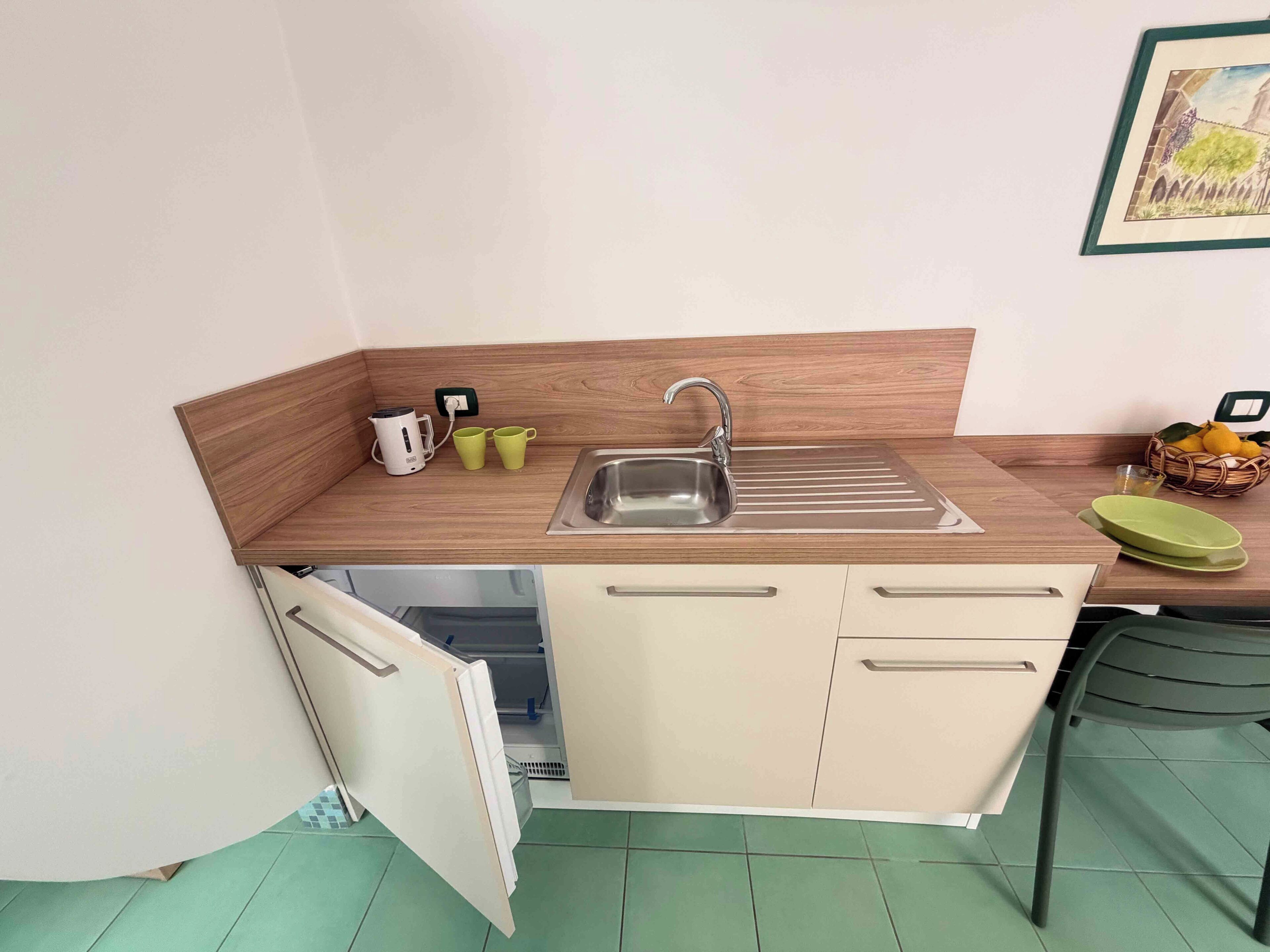 Fridge, dining tables