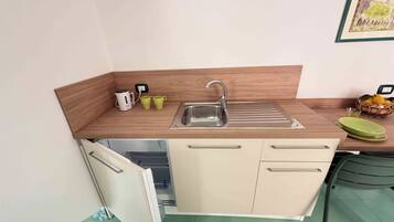 Fridge, dining tables