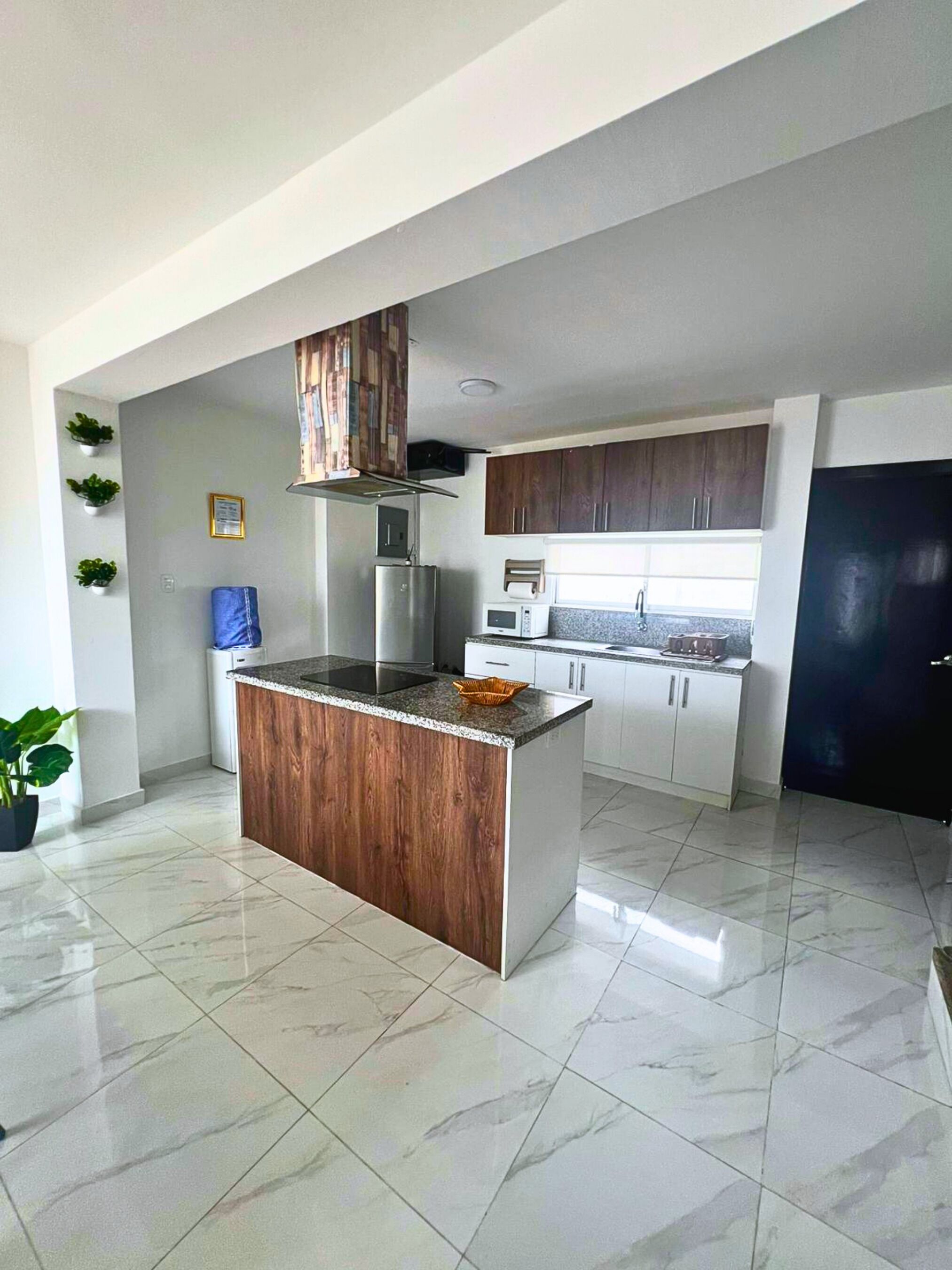 Fridge, microwave, coffee/tea maker, electric kettle