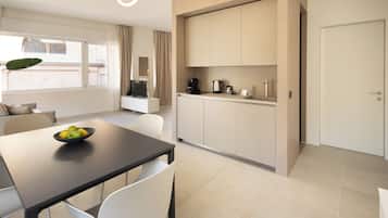 Superior Studio Suite, City View | Private kitchen | Espresso maker, electric kettle