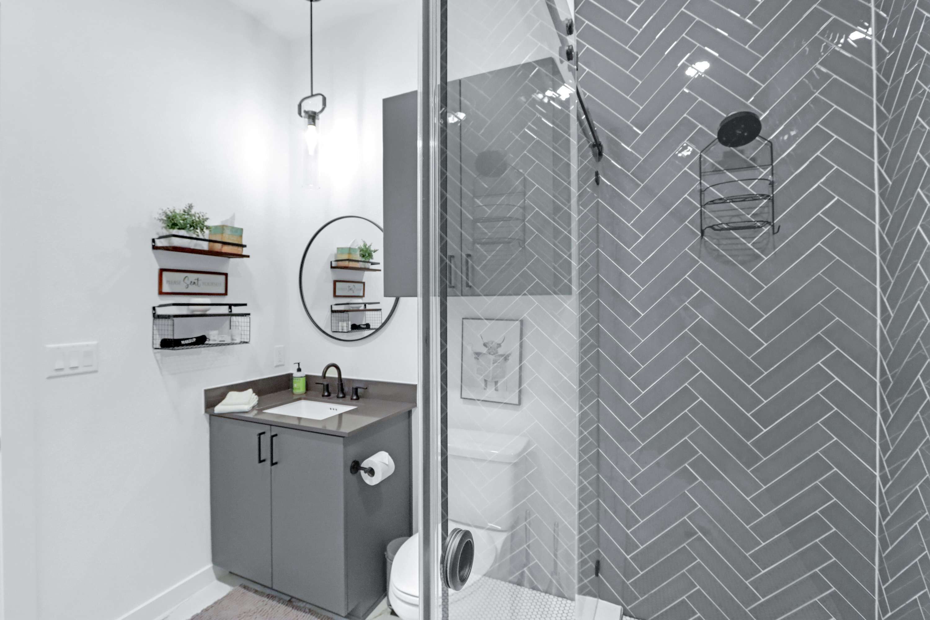 Condo, 1 Double Bed with Sofa bed, Balcony, City View (The Mercer Haus) | Bathroom | Shower, hair dryer, slippers, towels
