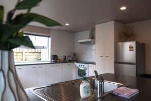 Fridge, microwave, oven, toaster