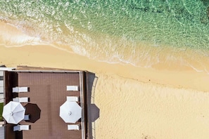 On the beach, beach towels
