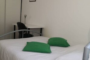 2 bedrooms, desk, iron/ironing board, travel cot