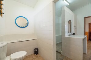 Family Apartment, Sea View | Bathroom | Shower, hair dryer, towels, soap - Beach Cove (Bel Ombre)