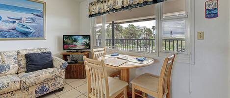 Smart TV, DVD player, books, video library