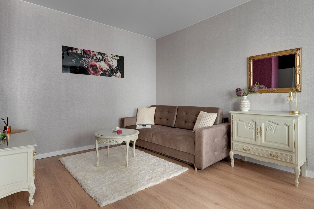 Comfort Apartment, 1 Bedroom, Balcony | Living area | 50-inch flat-screen TV with cable channels