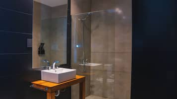Regadera, secadora de cabello, bidet, toallas