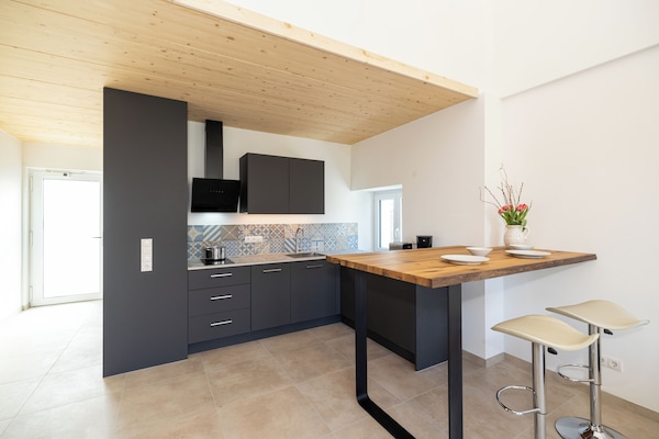 Fridge, stovetop, dishwasher, coffee/tea maker