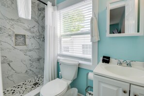 Douche, sèche-cheveux