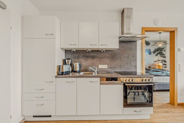 Fridge, oven, stovetop, dishwasher