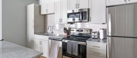 Fridge, dining tables