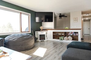 スマートテレビ、暖炉、書庫、ビデオライブラリ