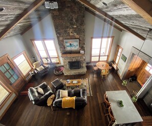 TV connectée, cheminée, jeux vidéo, lecteur de DVD