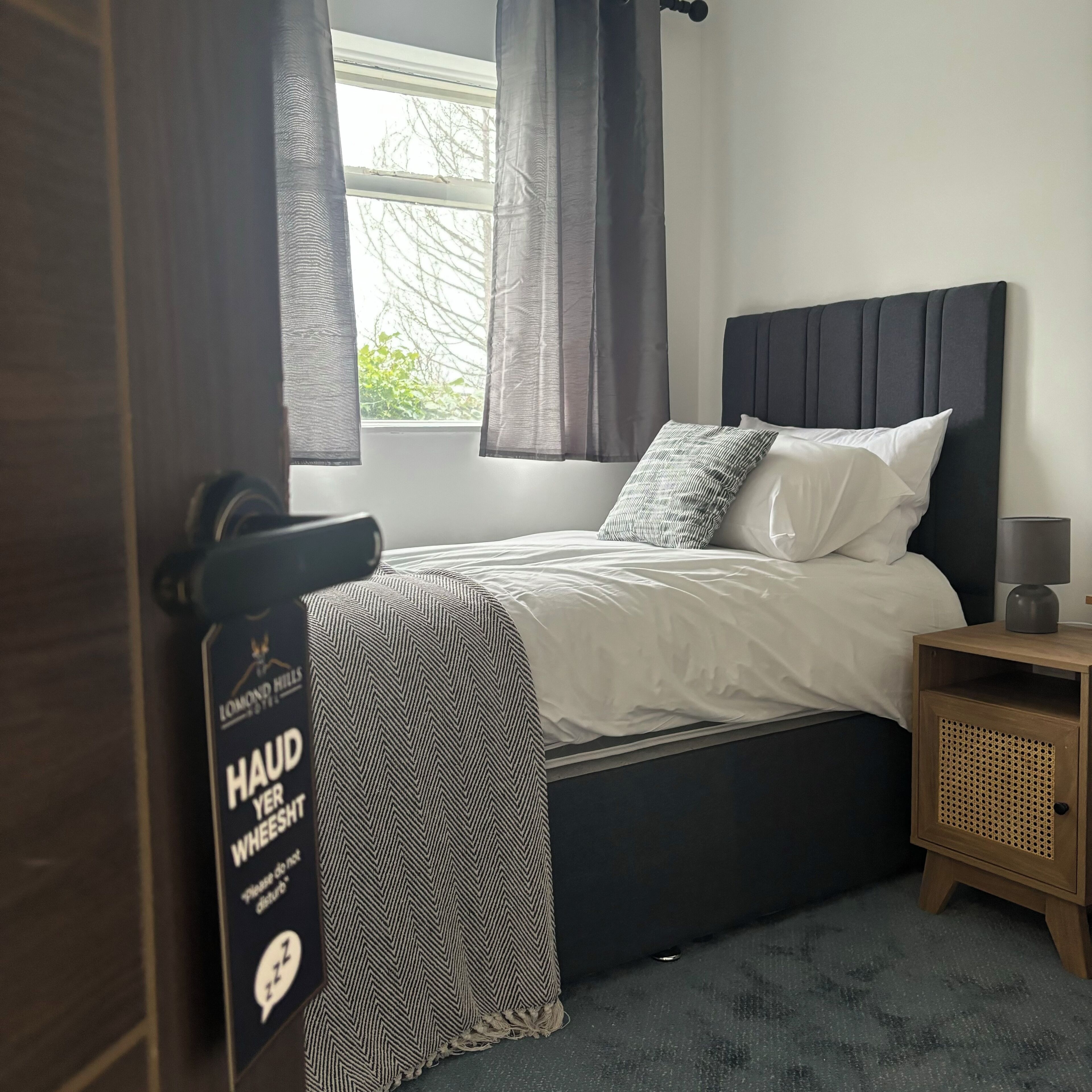 Premium bedding, Select Comfort beds, desk, laptop workspace