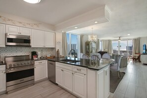 Fridge, microwave, oven, dishwasher