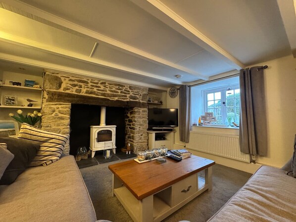TV, fireplace