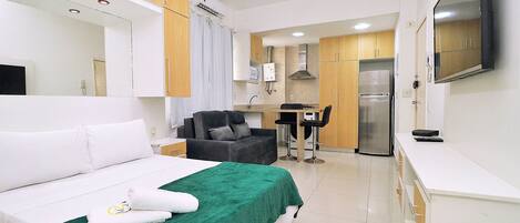 Blackout curtains, iron/ironing board, free WiFi