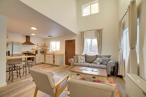 Living area - Walk to Kenai River: Forested Fisherman's Cabin! (Sterling)