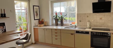 Kylskåp, mikrovågsugn, spishäll och diskmaskin