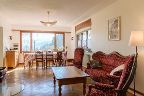 TV, fireplace - Holiday Home 'Paradise' with Mountain View, Private Terrace and Wi-Fi (Soultzeren)