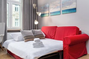 2 slaapkamers, een strijkplank/strijkijzer, wifi, beddengoed