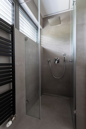 Hair dryer, bidet, towels, soap