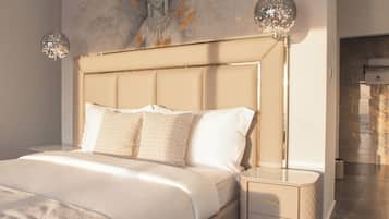 Presidential-Zimmer, Balkon, Meerblick | 1 Schlafzimmer, hochwertige Bettwaren, Betten mit Memory-Foam-Matratzen