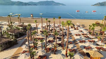 Private beach, free beach cabanas, sun loungers, beach umbrellas