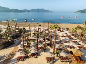 Private beach, free beach cabanas, sun loungers, beach umbrellas