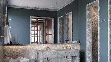 Haartrockner, Hausschuhe, Handtücher, Seife