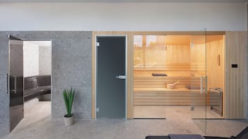 Sauna, hot tub, steam room, massages