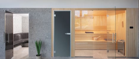 Sauna, hot tub, steam room, massages