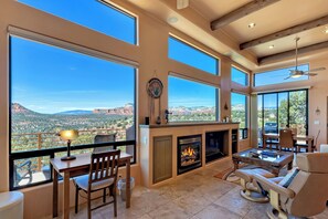 Älytelevisio, takka, työhuone