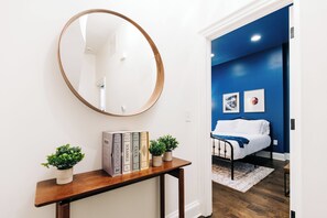 2 bedrooms, desk, iron/ironing board, travel crib