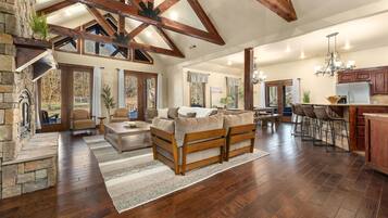 Télévision, cheminée, espaces bureaux