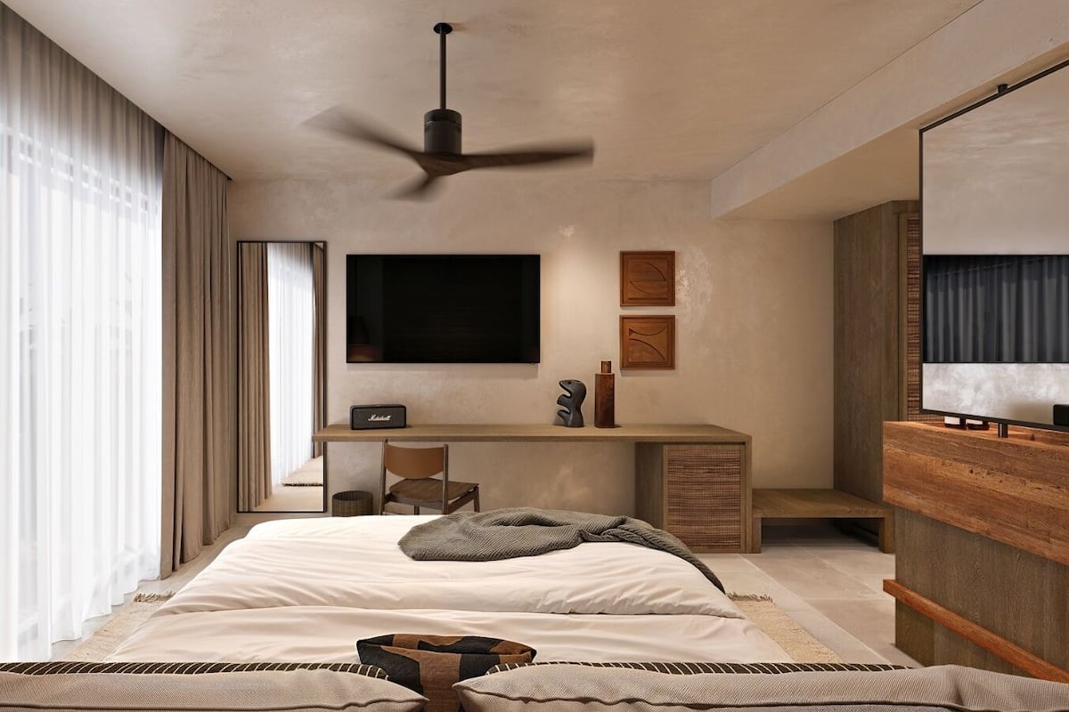 In-room safe, desk, laptop workspace, blackout drapes