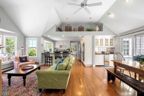 TV, fireplace, foosball, offices