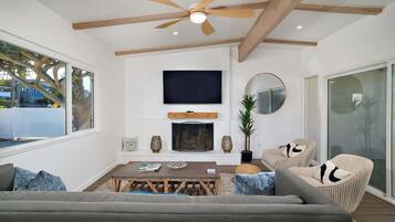 TV, fireplace, video games, offices