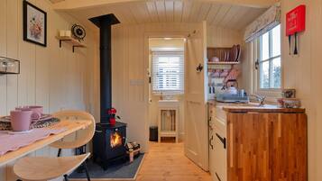 Fridge, microwave, oven, electric kettle