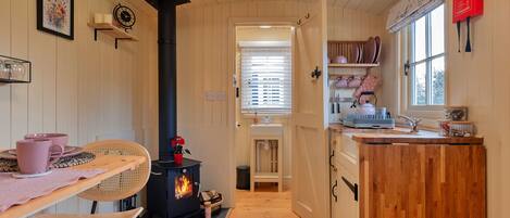 Fridge, microwave, oven, electric kettle